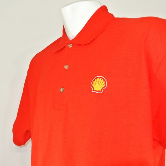 SHELL Gas Station Oil Employee Uniform Polo Shirt Red NEW Size S Small - Picture 1 of 4